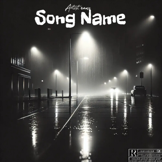 a black-and-white image with a deep and emotional tone Album Cover template