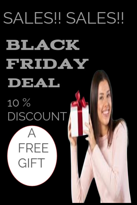A black joyful poster telling how to get goods at a discounted price ...