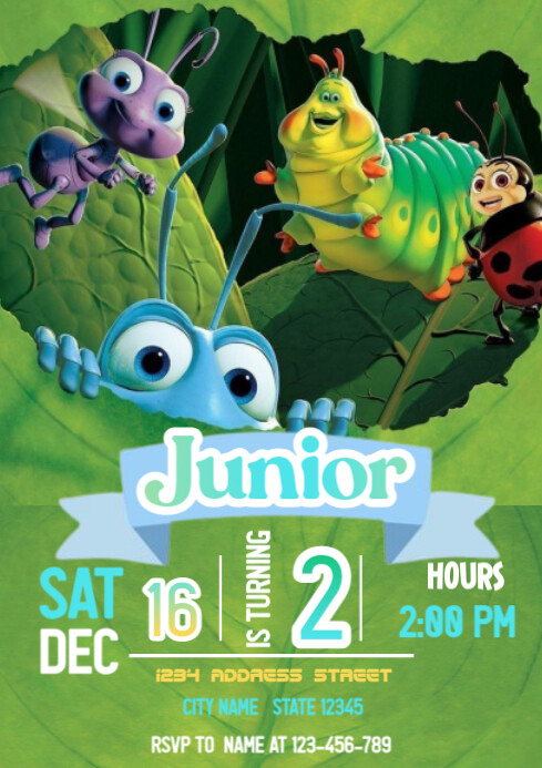 Copy of A bugs life invitation happy Brithday party temple flayer ...