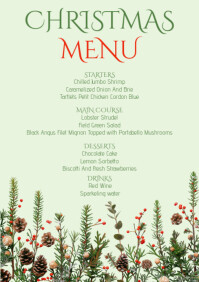 A Christmas Menu with Greenery Card A5 template