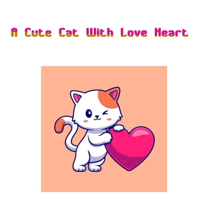 a cute cat with love heart Logotipo template