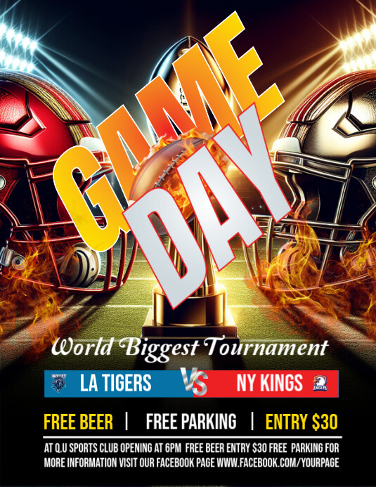 Soccer game day flyer template