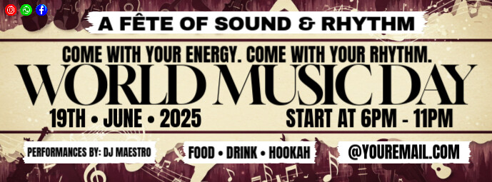 A Fete Of Sound And Rhythm: World Music Day Facebook Omslag Foto template