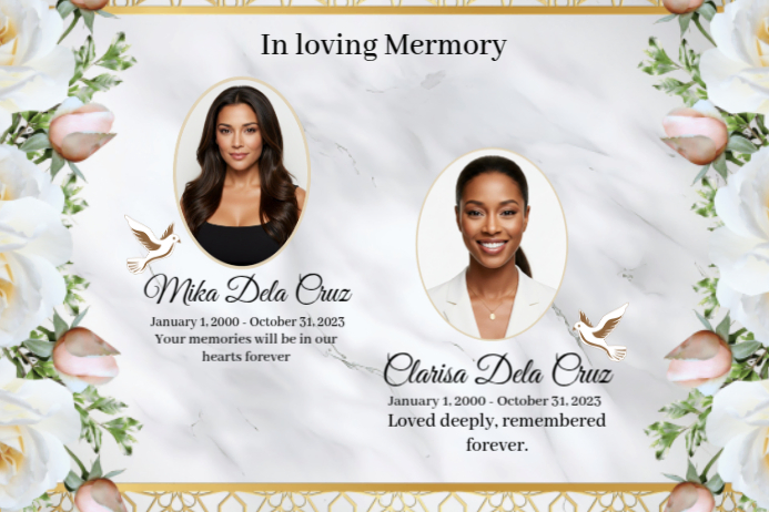 White Memorial Tribute Posters Template | PosterMyWall