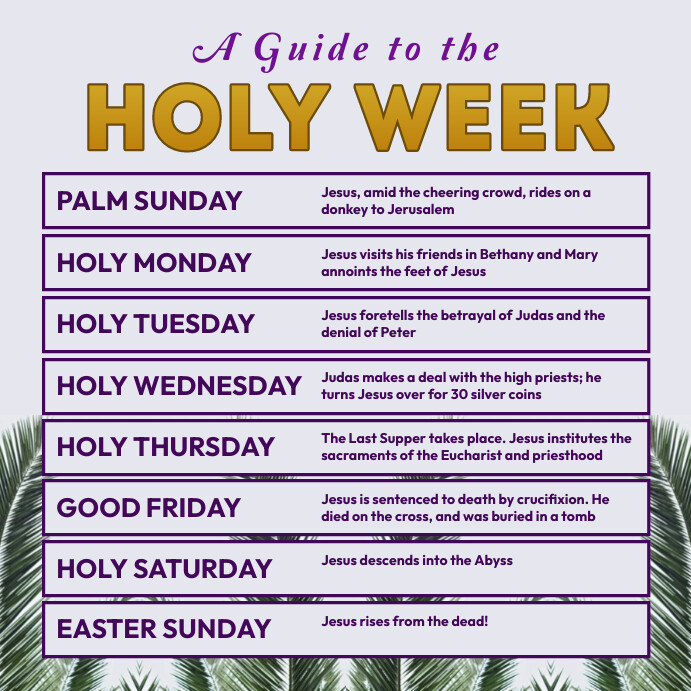 A guide to holy week template, easter week Instagram Plasing
