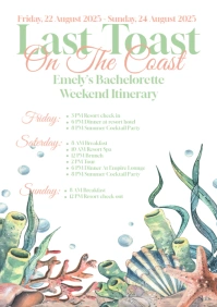 A Last Toast on the coast bachelorette weekend itinerary A5 template