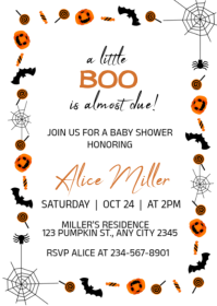 White Halloween Baby Shower A6 Template