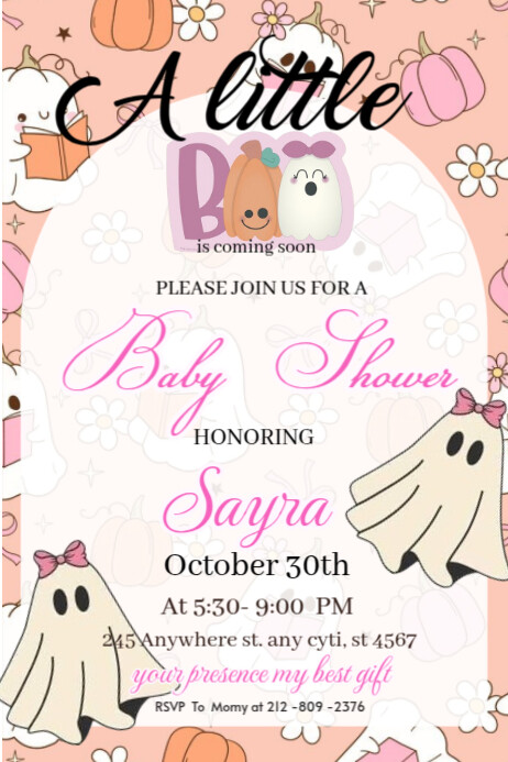 A little boo invitation Brithday party temple flayer editablet ...