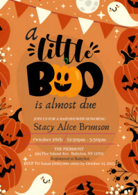 Orange Halloween Baby Shower A6 Template