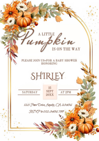 白色 Baby Shower A4 Template