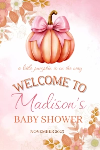 A Little Pumpkin Is On The Way Baby Shower We Poster template