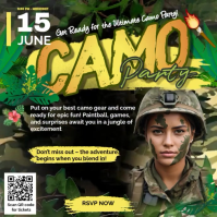 Ultimate Jungle Camouflage Paintball Party Flyer Publicación de Instagram template
