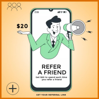 Pomarańczowy Referral Program Kwadrat Template