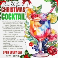 Christmas Cocktail Drinks Instagram Ad Template Квадрат (1 : 1)