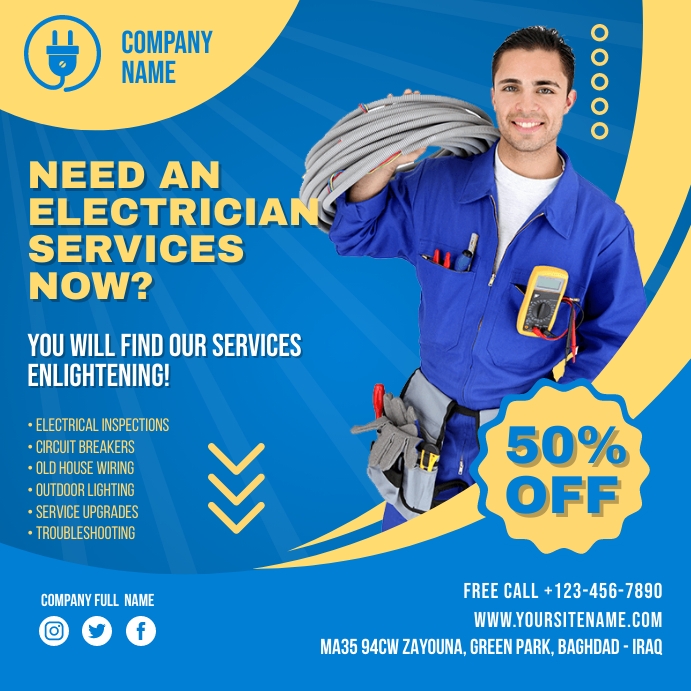 Electrical Services Post Template | PosterMyWall