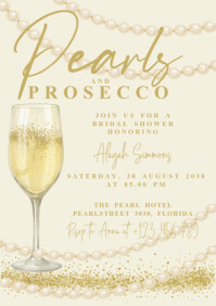 A Pearls & Prosecco bridal invitation A5 template