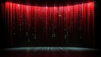 A stage draped with a captivating curtain bright lights Business Card template