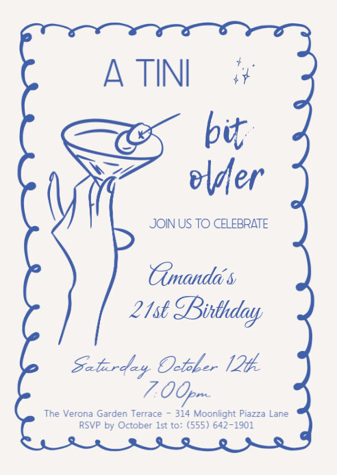 A tini bit older Birthday Party invitation A6 template