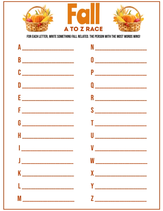 A TO Z GAME Volantino (US Letter) template