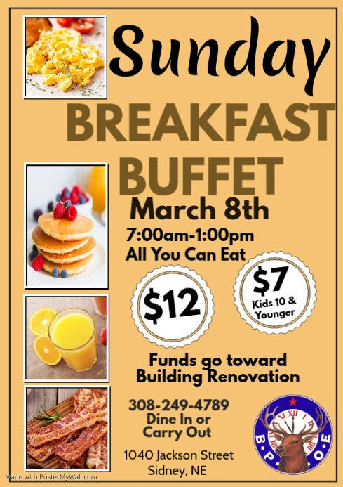 Sunday Brunch Buffet Breakfast Flyer Poster Restaurant A4 template