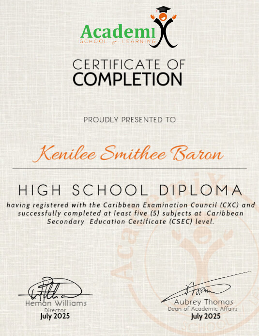 Subjects Certificate of Completion - on linen background | PosterMyWall