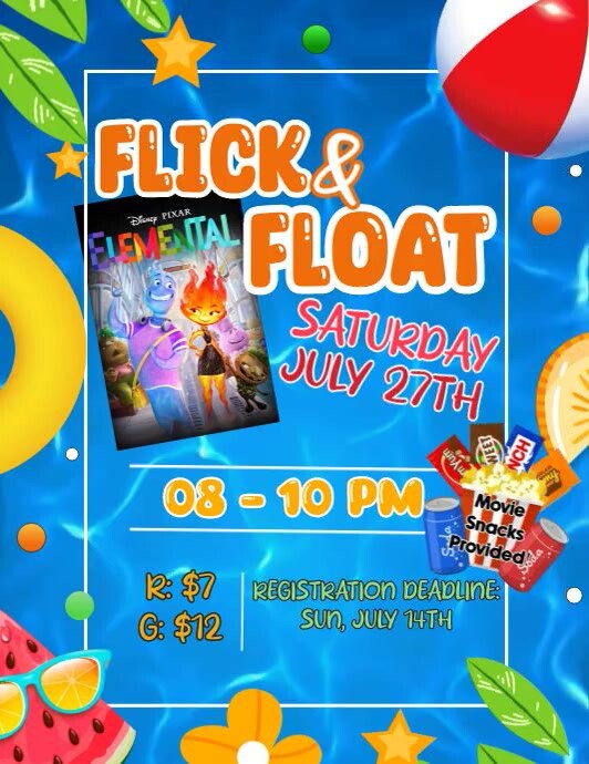 Float Flyer Design Flick & Float July | PosterMyWall