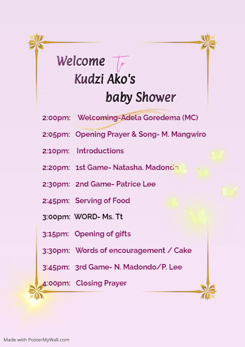 Baby Shower Program PosterMyWall