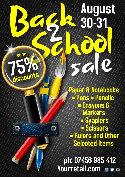 A3 Back 2 School Sale Poster Template Postermywall