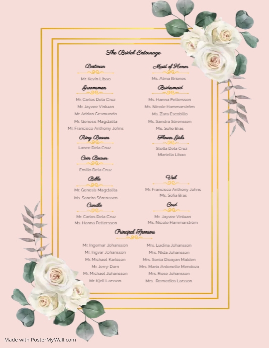 Wedding Invitation - Entourage Page | PosterMyWall