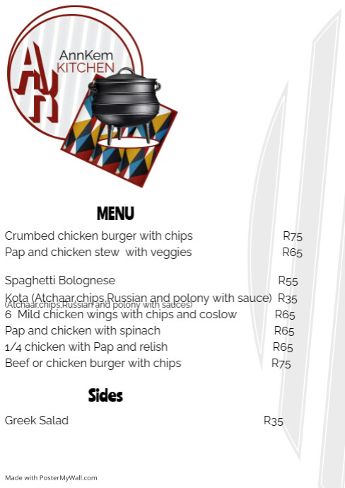 AK kitchen Menu | PosterMyWall