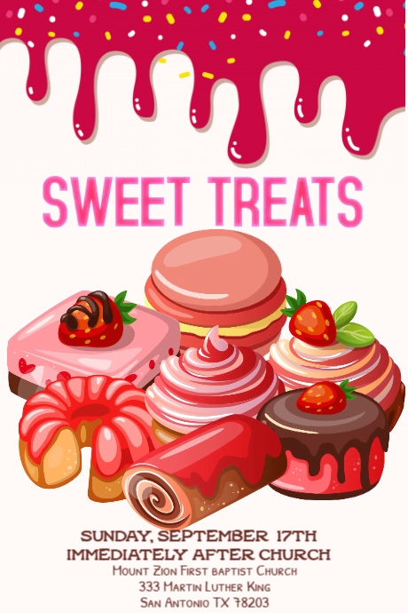 Red Cookies and Cakes Bake Sale Poster template