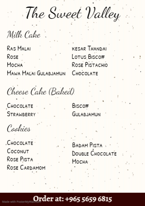 Cookies Menu Layout Copy of Bakery Cookie Menu Template | PosterMyWall