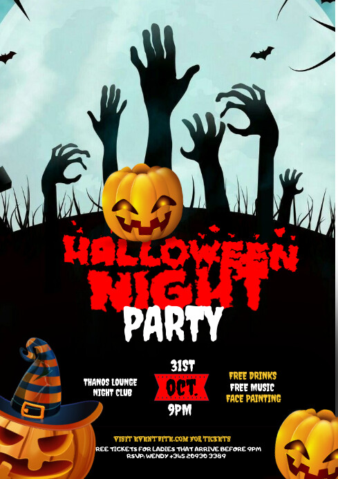 A4 Halloween Night Party Flyer Template | PosterMyWall