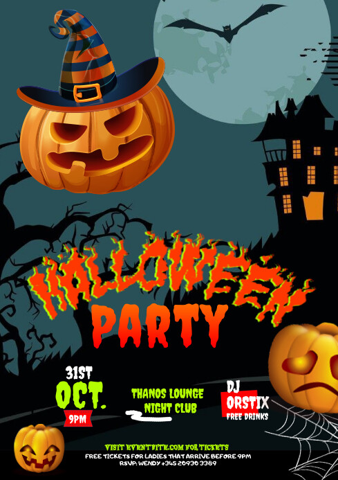 A4 Halloween Night Party Flyer Template | PosterMyWall