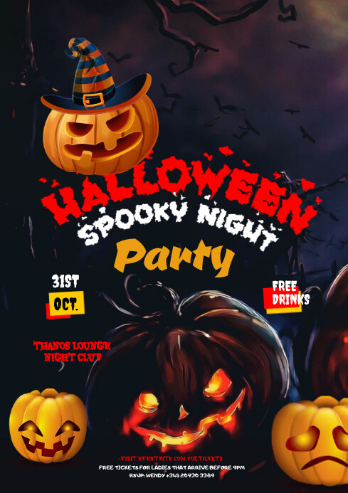 A4 Halloween Night Party Flyer Template | PosterMyWall
