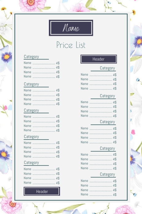 Copy of A4 Poster Price List Tariff | PosterMyWall