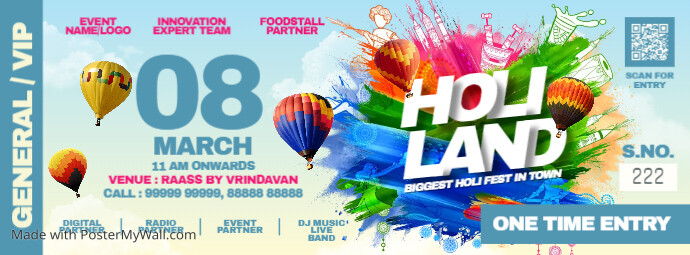 Holi Festival Ticket Template