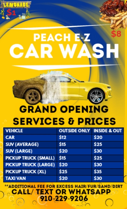 Car Wash Services & Prices Template | PosterMyWall