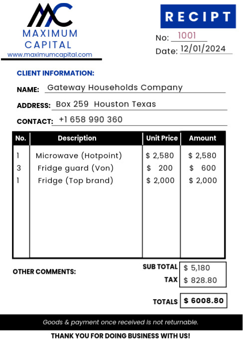 Example A5 Receipt Plantilla de A5 Receipt template small business flyer | PosterMyWall