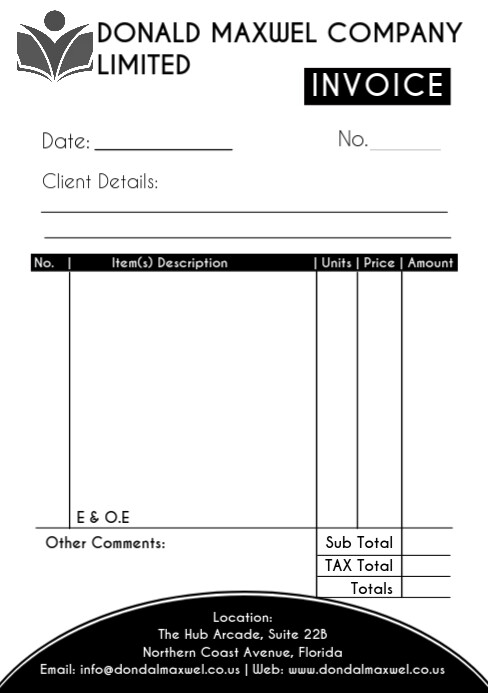 A5 size Invoice cash sale receipt template