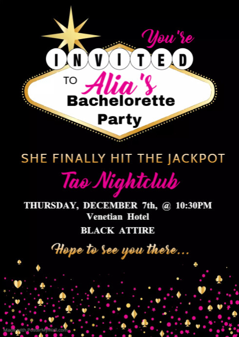 Vegas Theme Bridal Shower | Bachelorette Party Invitation A6 template