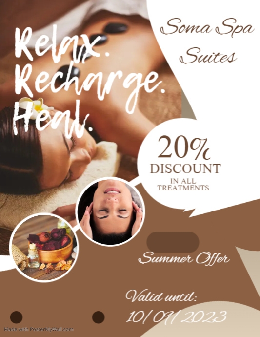 Relax recharge spa flyer advertisement PosterMyWall