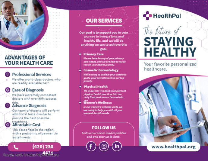 Purple Medical Trifold Brochure
