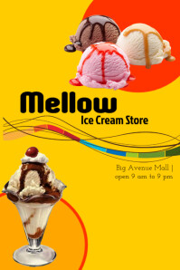 黄色 Ice cream store flyer Poster Template