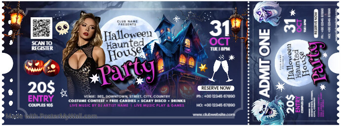 Halloween Haunted House Party Ticket Template
