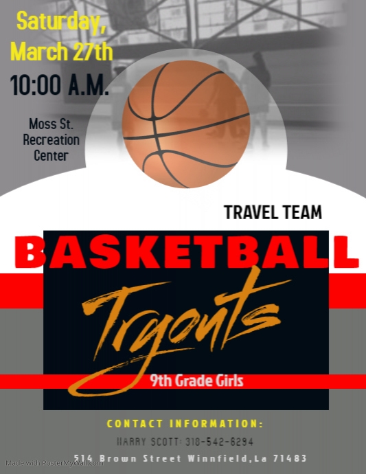 Copy of Basketball Tryouts Flyer PosterMyWall