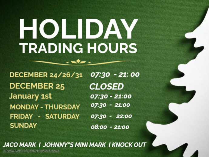 Christmas holiday open hours yard sign | PosterMyWall