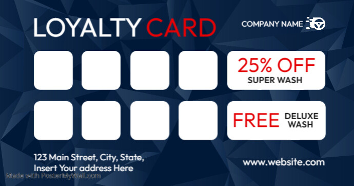 car wash loyalty card template design