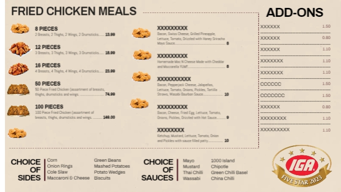 Chicken Sandwich Menu Digital Display (16:9) template