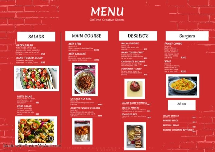 Copy of Copy of Menu Template | PosterMyWall